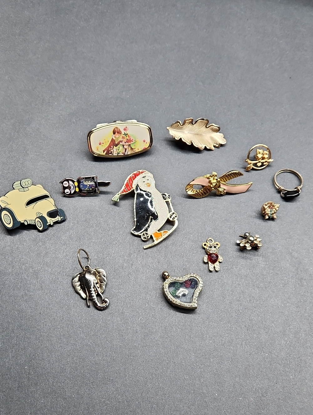 Assorted Pins,charms,brooch